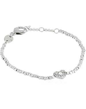 Heart Silver Tone Pendant Bracelet
