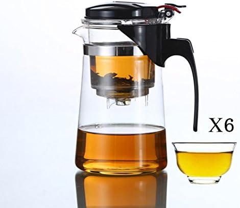UniversalD - Glass Filtering Tea Maker Teapot With a Warmer and 6 Tea Cups 500ml/600ml/750ml (600ML.)
