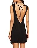 Haola Womens Sleeveless Mini Dresses Backless Tie Black Shift Dress