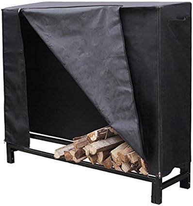 HIO Firewood Cover 4 Feet Log Wood Storage Rack Cover, Fireplace Accessories, Black