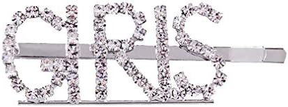 Rhinestone Hair Clip Uppercase English Letter Hairpin Crystal Bangs Clip One Word Hair Clip Silver Color