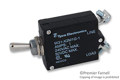 Thermal Circuit Breaker, W31 Series, 250 VAC, 50 VDC, 1 A, 1 Pole, Panel
