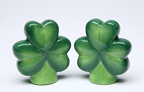 Cg 10494 Four-Leaf Clover & Three-Leaf Shamrock Salt & Pepper Shakers - //coolthings.us