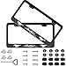 Aluminum License Plate Frames, 2 PCS Car Licence Plate Covers Slim Design with Black Bolts Washer Caps.