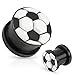 Body Accentz Plugs Soccer Ball Top Black Ultra Flexible Silicone Double Flared Plug 00G Sold as a Pair