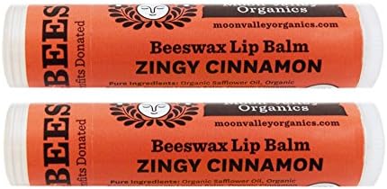 Moon Valley Organics Beeswax Lip Balm for Moisturizing Lips and Cuticles (ZINGY CINNAMON, 3-Pack)