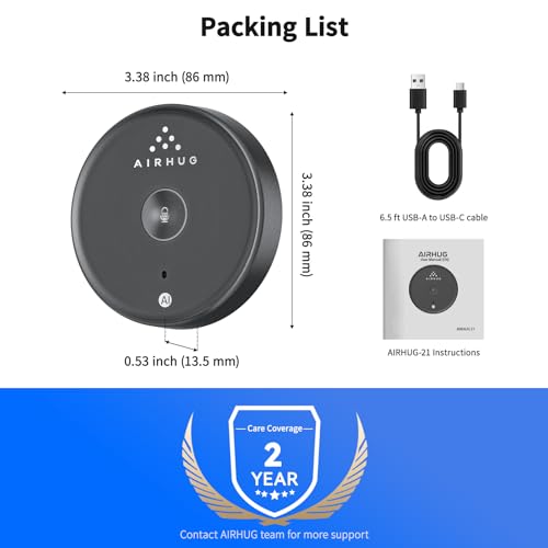 AIRHUG USB Microphone No Speaker, Desktop Computer Mic, Mute Button with LED Indicator,AI Noise Reduction,Plug & Play Omnidirectional Condenser PC Laptop Mics,for Online Calls/Class/Recording Video