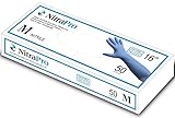 Medglove | NitraPro | Powder & Latex Free Nitrile Decontamination Gloves | Medium | 6 mil Medical Grade | 16“ Extended Cuff | Approved for use with Chemo Drugs | Blue | 50 Gloves Per Box