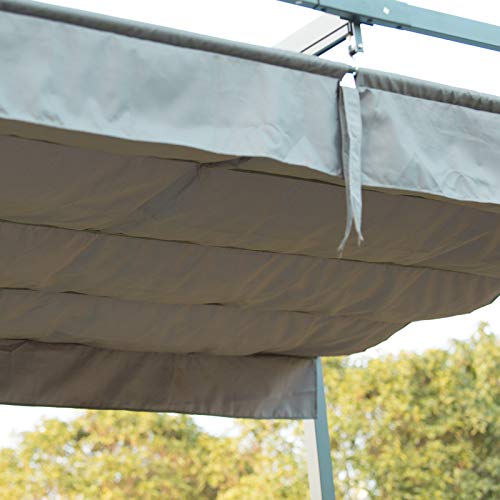 Outsunny Pergola Pavillon Terrassenüberdachung mit Schiebedach Polyester Grau 298 x 213 x 221 cm – Bild 5