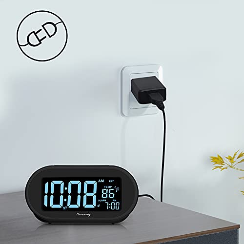 DreamSky Auto Set Alarm Clock for Bedroom, Digital Desk Clock with 0