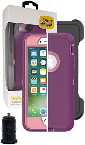 OtterBox Defender SERIES Case for iPhone 8 &amp; iPhone 7 - with Belt Clip &amp; MKK Universal Car Adapter 1.0Amp (NOT Plus) (Retail Packing) (VINYASA PLUM HAZE)