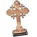 Holy Land Market Layered olive wood Cross carved by Laser with samples - hanging (12 cm or 5 inches) Small/Certificate
