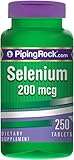 Piping Rock Selenium 200 mcg 250 Tablets Dietary Supplement