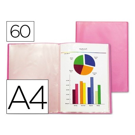 Liderpapel Display Book 47070 60 Pockets Polypropylene Translucent DIN A4 Red Frosty