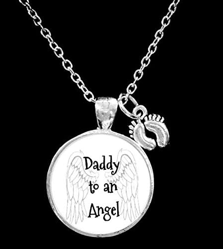 Daddy To An Angel Necklace, Guardian Angel, Baby Feet, In Memory, Remembrance, Sympathy Gift, Miscarriage, Child Loss Necklace