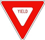 Street & Traffic Sign Wall Decals - Red Yield Sign - 12 inch Removable Graphic