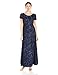 Alex Evenings Women's A-Line Rosette Sleeve Gown with Sequin Detail, Navy, 8