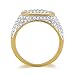 LuReen 14k Gold/Silver Twotone Square Iced Out CZ Hip Hop Ring for Men