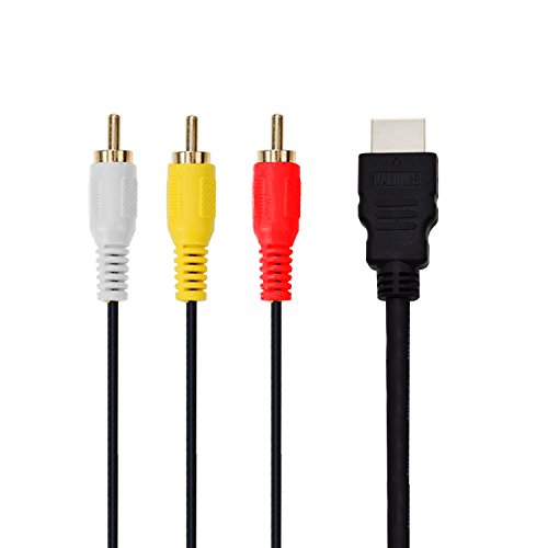 eBerry HDMI to RCA Cable, HDMI Male to 3RCA AV Composite Male M/M Connector Adapter Cable Cord Transmitter (NO Signal Conversion Function), One-Way Transmission from HDMI to RCA - 5ft/1.5m Black - Thumbnail 3