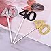 24 PCS 40th Cupcake Toppers - Anniversary or Birthday Cupcake Picks Party Decoration | Silver 40th