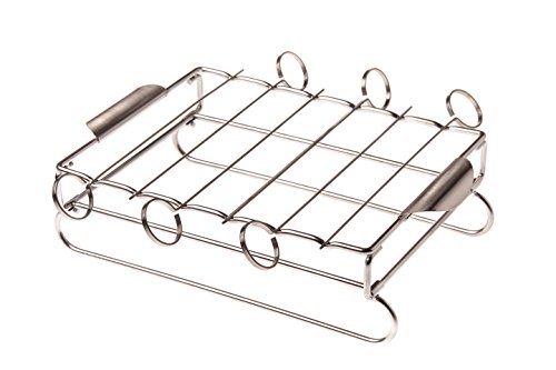 BBQ-Aid Rib Rack and Roasting Rack, Skewer Set Combo - Works for Cooking, Barbecue or Grilling Ribs or Shish Kebabs/Kebobs - Oven Safe - By