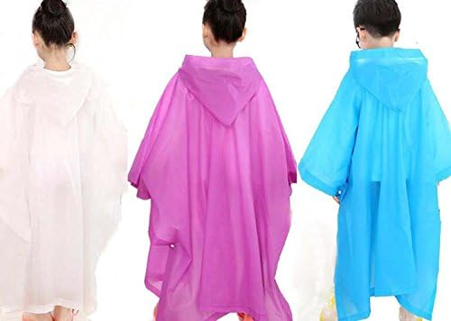 Faswin Kids Rain Poncho Children Raincoat with Hoods, Set of 3