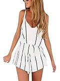 Ruanyu Women's Green Leaf Print Strapless Jumpsuit Overlay Romper Jumpsuit (Medium, White)