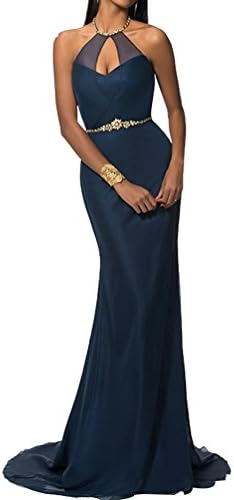 Alice Dressy Neckholder Chiffon Evening Dress Long Prom Party Dress Blue Formal Wedding Party Dress Fest Dresses