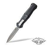 Best.Buy.Damascus1 OTF Knives Double Action Out The Front Safety Knife 440c Steel Gray Kirsite Handel + Brass Keychain + Oak Wood Stainless Steel Brass Bloster Folding Pocket Knife