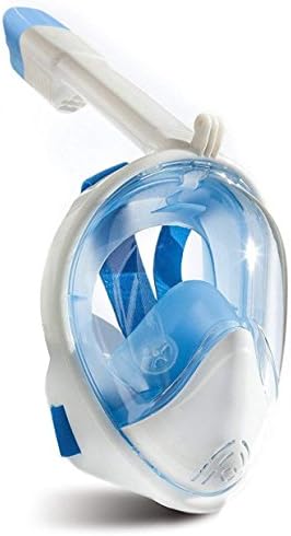 YOOCOOL Full Face Snorkel Mask Foldable 180° Panoramic View Diving Scuba Mask Free Breathing Full Face Snorkeling Mask with Waterproof Phone Bag (White Blue, Large/Extra Large)