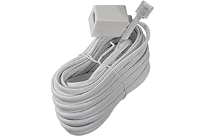 White Telephone Extension Cord Male to Female with RJ-11 connectors - 25 FT
