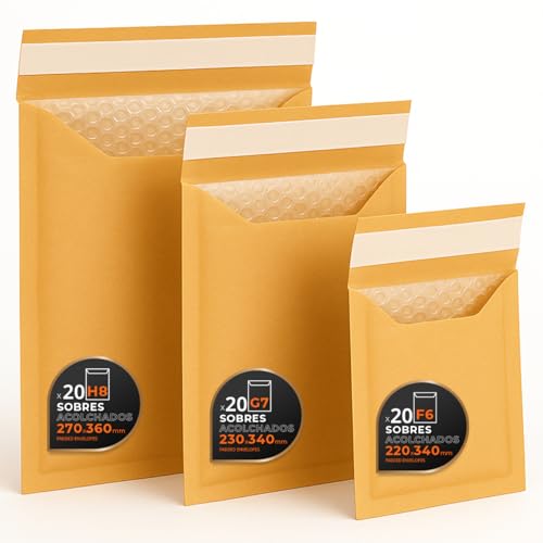 Padded Envelopes for Mailing, Multi-Size (3 Sizes), Kraft, White or Both - Self Seal - Paper Envelopes with Bubble Interior, Ideal for Mailing - Pack L - Ophituria (Kraft, 60 Envelopes)