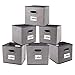 homyfort Cube Storage bins 11x11,Foldable Baskets Fabric Closet Boxes Containers with Plastic Handles and Label Window,Shelf Organizer Nursery Drawer for Clothes ,Home ,Office, Bedroom-Grey, Set of 6