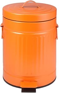Pedal-Style Retro Covered Trash Can, Home Bathroom Living Room Kitchen Creative Romangrain Trash Can 5L (Green, Orange, Purple, White) (Color : Orange)