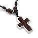 HZMAN Olive Wood Russian Orthodox Cross Pendant Hemp Cord Necklace, NIKA, ICKC