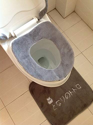 Toilet Seat Covers for Kids, Man, Women- 3 Piece/Set Super Soft Shu Velveteen Thickening Toilet Potty Sets Toilet seat Cover Totoro Cartoon Warm Close Stool Cushion Mat