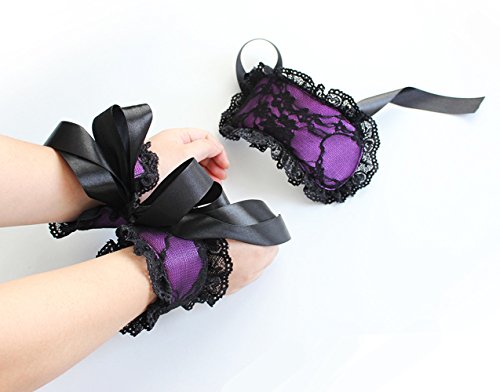 M_Eshop Lace Blindfold and Handcuffs Set (Purple)