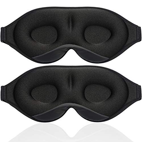 Unimi 2Pack Black/Grey Upgraded Sleep Eye Mask for Women Men,2020 Soft