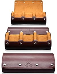 Watch Travel Case for Men Watch Roll for Travel Organizer and Display Watch Case - Swiss Espresso Vegan Leather Watch Case