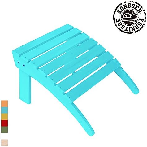 Songsen Fashion Outdoor Wood adirondack chairs Ottoman Patio Deck Garden Furniture (Adult,Turquoise)