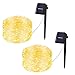 Wellgium Solar String Lights, 33ft 100LED Outdoor String Lights 8 Modes, Waterproof Decorative String Lights for Patio, Garden, Gate, Yard, Party, Wedding, Christmas (Warm White)-Pack of 2