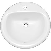 PROFLO PF191R Rockaway 19" Circular Vitreous China Drop In Bathroom Sink with Overflow and 1 Faucet Hole at 0" Centers - Whit