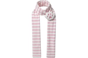 Pink and White Striped Scarf with Cat Paw, Cute Cat Paw Japanese Striped Two-Dimensional Scarf Winter Scarf for Women, Girl