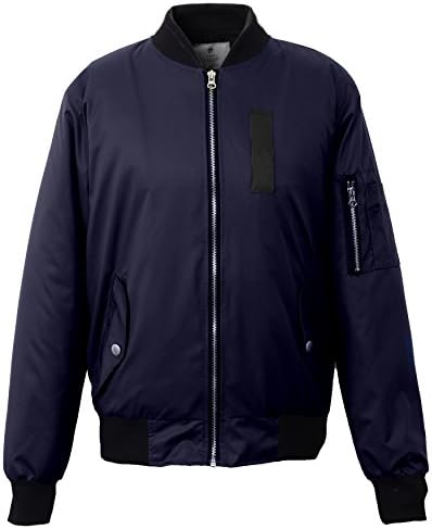 MAJECLO Men's Slim Fit Lightweight Ma-1 Flight Bomber Jacket(US XL, Asian XXL ,MJP-12 Navy)