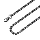 2mm 7mm Black Square Rolo Chain Stainless Steel Round Box Necklace Men Women Jewelry