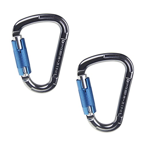 GM CLIMBING HMS Locking Carabiner 25kN/5600lbs Solid Construction for Belay Rappel Biner Outdoor Climbing Tactical Pack of 2 Twist