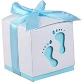 LASLU 50pcs Feet Pattern Candy Boxes Cute Baby Shower Favors Boxes Gifts Bags for First Birthday Party Decorations (Feet Blue