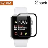Apple Watch 42mm Screen Protector (Series 2) [Full Coverage] [2 Pack], Asstar Anti-Bubble, Ultra-Thin Ultra HD Premium Tempered Glass Screen Protector For Apple Watch 2 42mm (2 Pack)