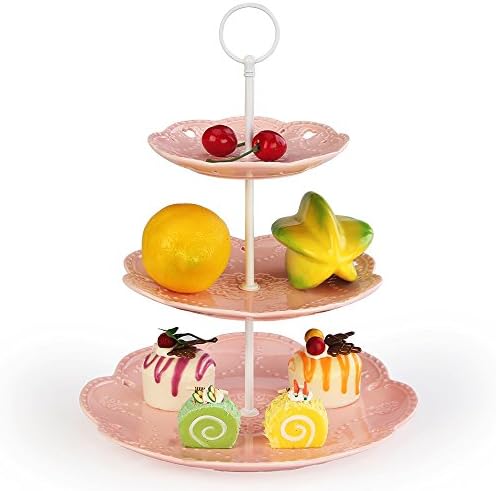 weddingwish Butterfly Pink Round Cupcake Stand (White Stem) …