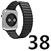 BRG Leather Loop with Adjustable Magnetic Closure iWatch Band Replacement Strap for Apple Watch Series 2 Series 1 Sport Edition 38mm Medium - Black